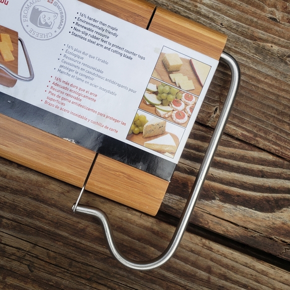 SWISSMAR Bamboo Cheese Serving Board with Stainless Steel Blade (Cheese Slicer) - Picture 4 of 14